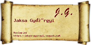 Jaksa Györgyi névjegykártya