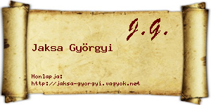 Jaksa Györgyi névjegykártya